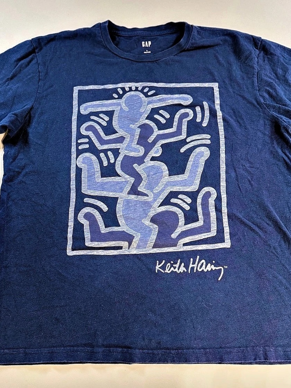 GAP Keith Haring Graphic Tee Graphic T-Shirt in Blue Size Large